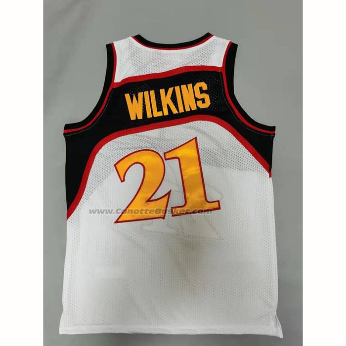 Maglia Atlanta Hawks Dominique Wilkins NO 21 Mitchell & Ness 1986-87 Bianco